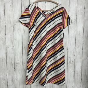 Apt. 9 Short Sleeve Multicolor Striped Colorful Lightweight V Neck Pockets Dress